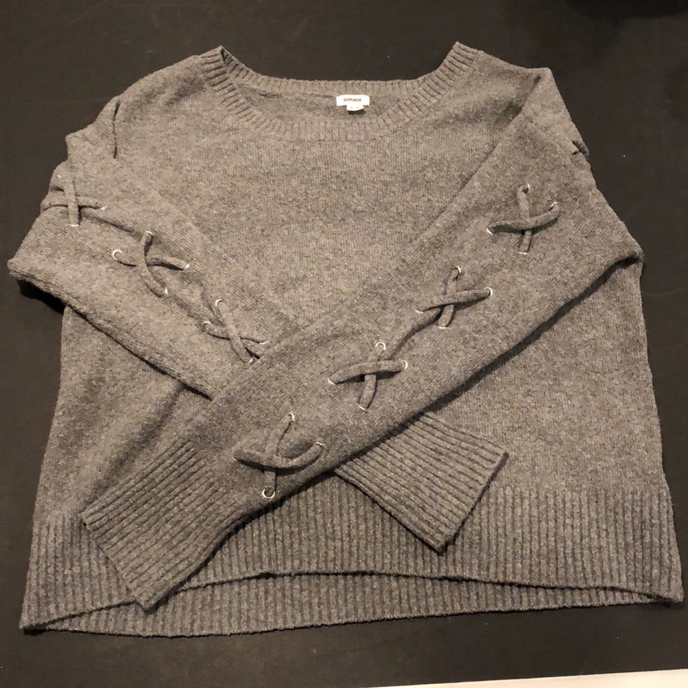 Grey garage sweater